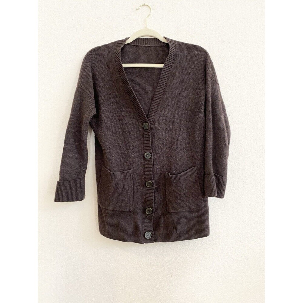 Madewell Dark Brown Button-Up V-Neck Cardigan